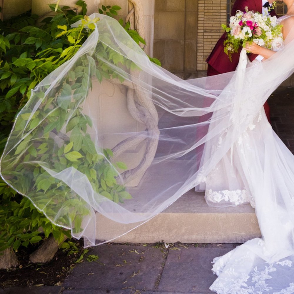 9' cathedral length veil with sequin trim